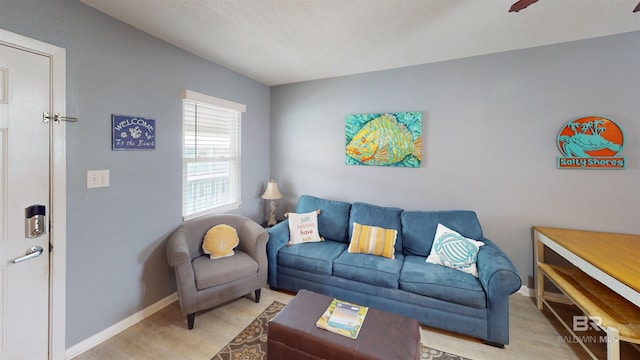 living room featuring ceiling fan