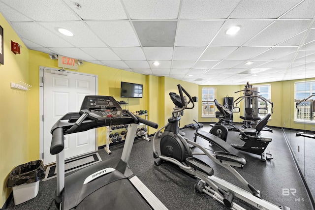 453 Dune Dr Unit 404, Gulf Shores, AL 36542 - gym featuring a drop ceiling and recessed lighting