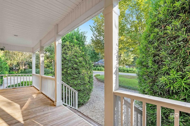 deck with covered porch