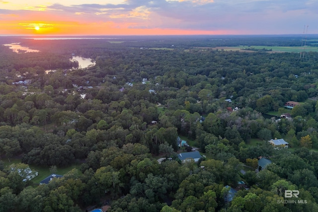 view of aerial view at dusk