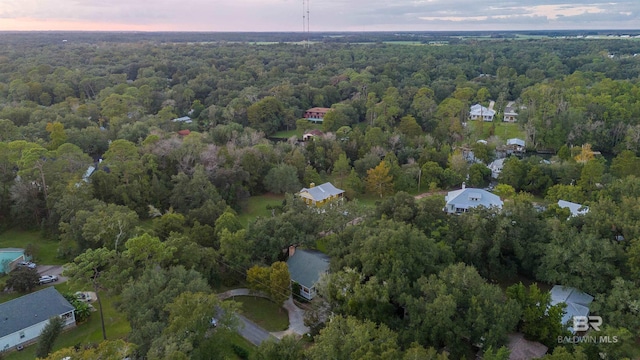 view of aerial view at dusk