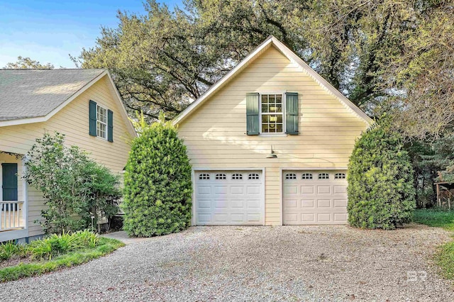 exterior space featuring a garage