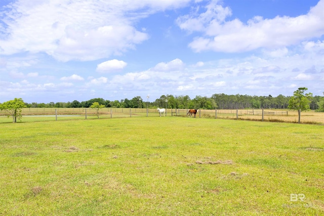 view of yard featuring a view of countryside