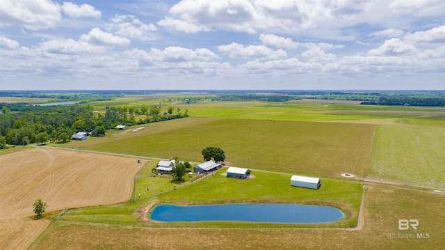 overview of rural landscape with a nearby body of water