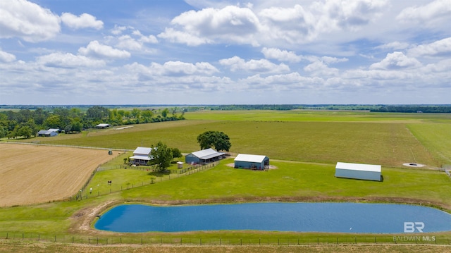 view of rural area with a nearby body of water and agricultural land