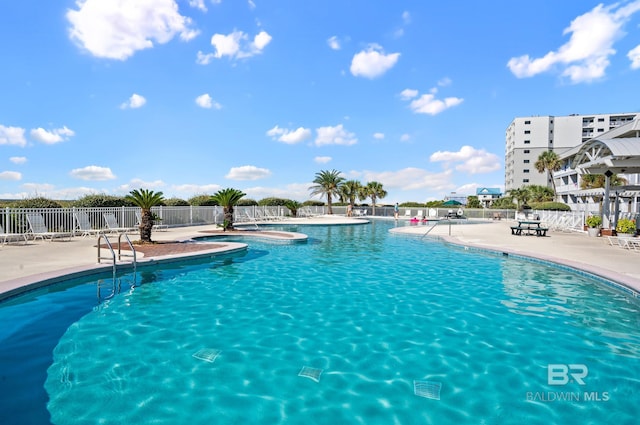 view of pool featuring a patio