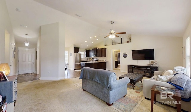 11116 Sturbridge Loop, Daphne, AL 36526 - living room featuring a ceiling fan, light colored carpet, baseboards, healthy amount of natural light, and recessed lighting