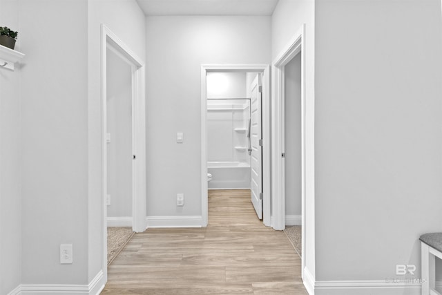 hallway featuring light hardwood / wood-style flooring