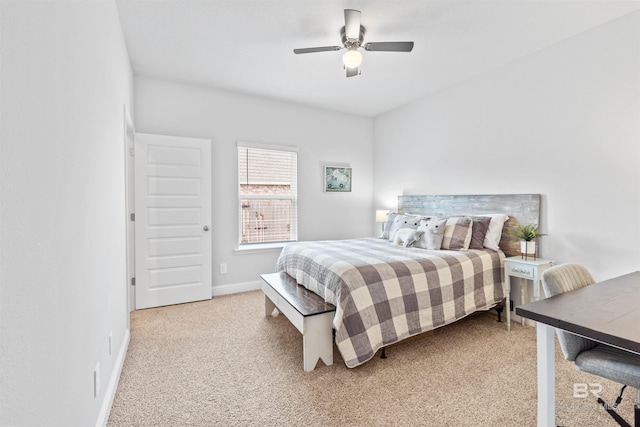 bedroom featuring carpet and ceiling fan