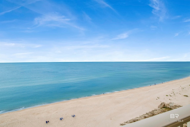 view of water feature featuring a beach view