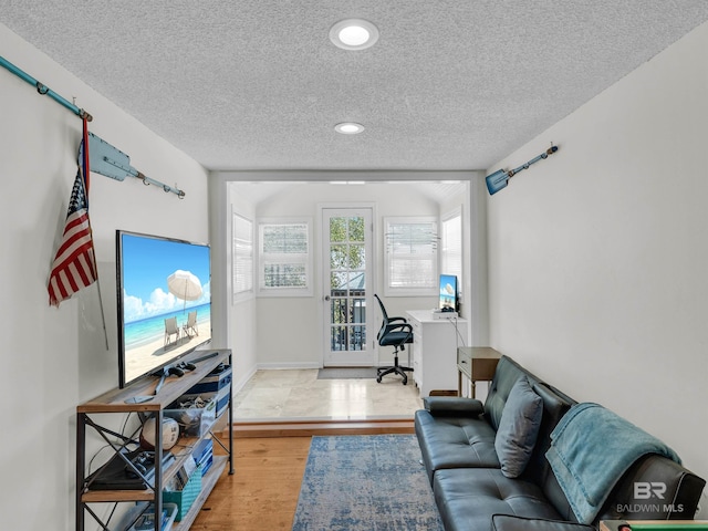 5410 Florida Ave, Orange Beach, AL 36561 - office space with recessed lighting, a textured ceiling, baseboards, and wood finished floors
