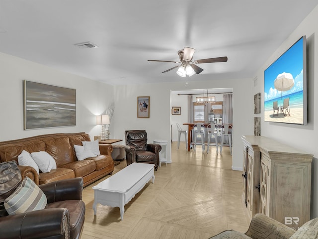 5410 Florida Ave, Orange Beach, AL 36561 - living room with visible vents and a ceiling fan