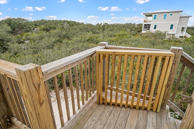 deck with a view of trees