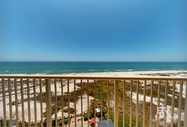 view of water feature featuring a beach view