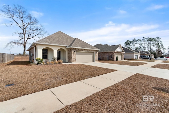 single story home with a garage