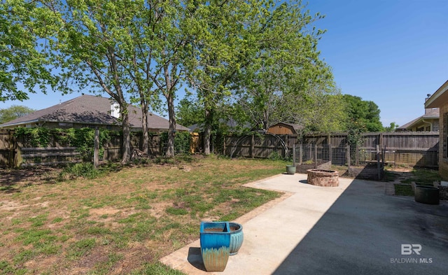 343 Stave Mill Rd, Fairhope, AL 36532 - view of yard with a fire pit, a patio, and a fenced backyard