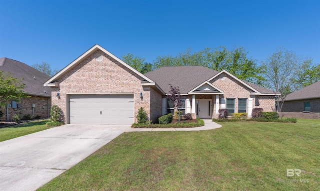 343 Stave Mill Rd, Fairhope, AL 36532 - view of front of house with brick siding, an attached garage, a front lawn, and driveway