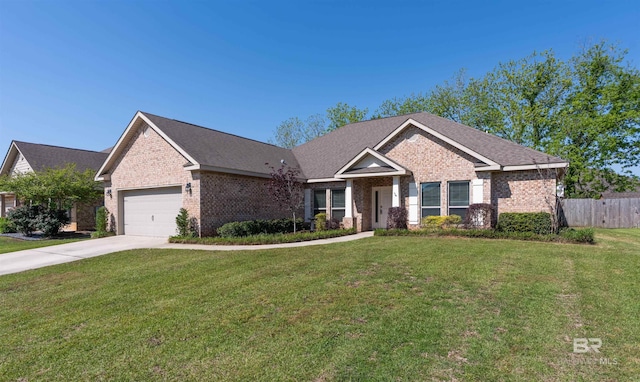343 Stave Mill Rd, Fairhope, AL 36532 - view of front of home featuring concrete driveway, a front lawn, fence, a garage, and brick siding