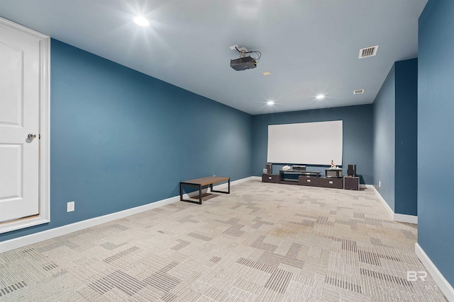 view of carpeted cinema room