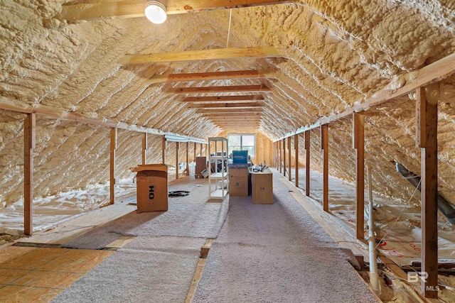 view of unfinished attic