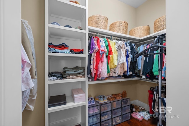spacious closet featuring wood finished floors