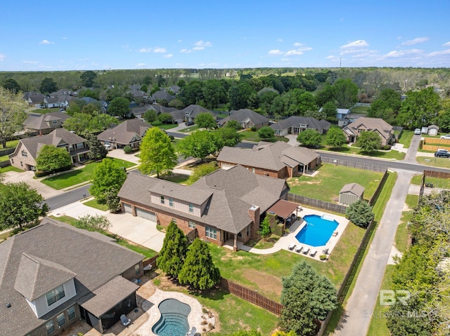 bird's eye view featuring a residential view