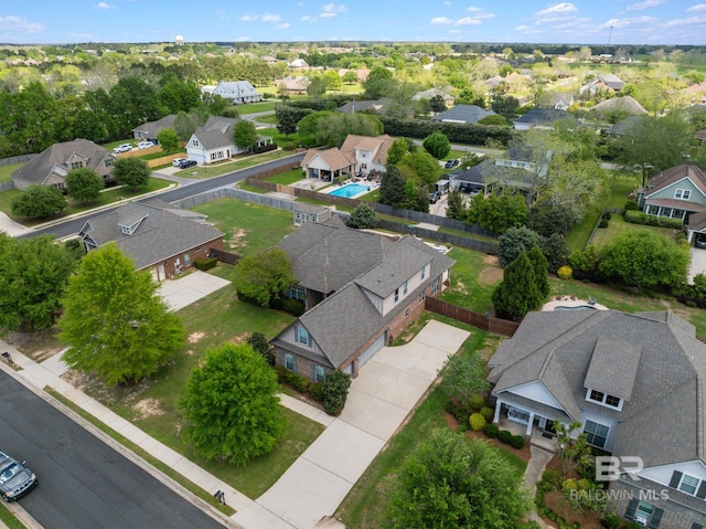 bird's eye view with a residential view