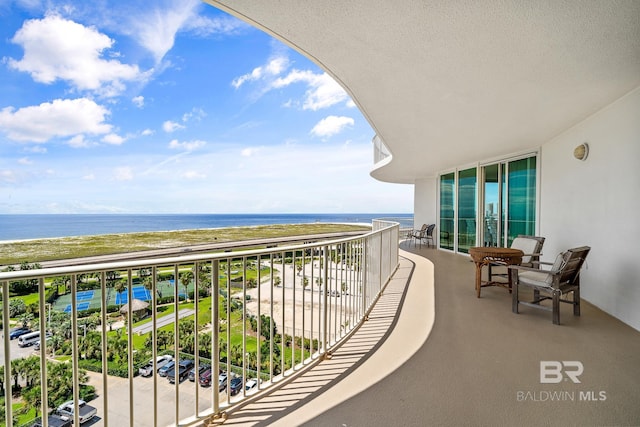 balcony with a water view