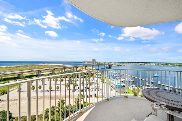 balcony with a water view