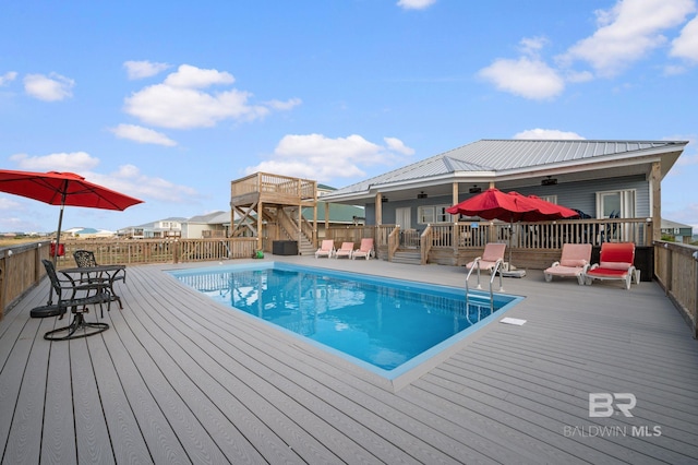 2420 Bienville Blvd, Dauphin Island, AL 36528 - view of pool featuring a deck and stairway