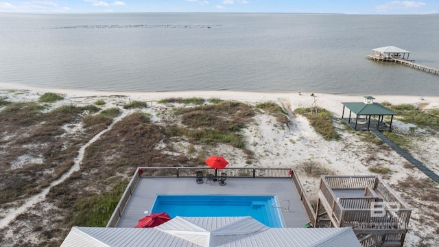 2420 Bienville Blvd, Dauphin Island, AL 36528 - view from above of property featuring a large body of water and a pool
