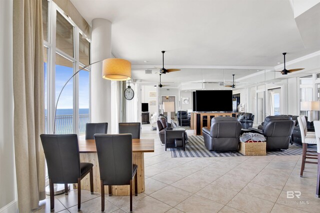 14237 Perdido Key Dr Unit Ph-1401, Pensacola, FL 32507 - dining area with a ceiling fan, visible vents, and light tile patterned floors