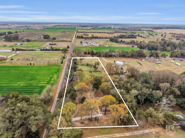 aerial view with a rural view