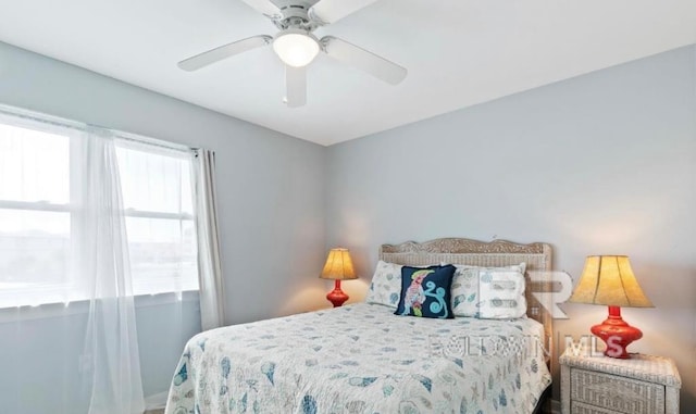 bedroom featuring a ceiling fan