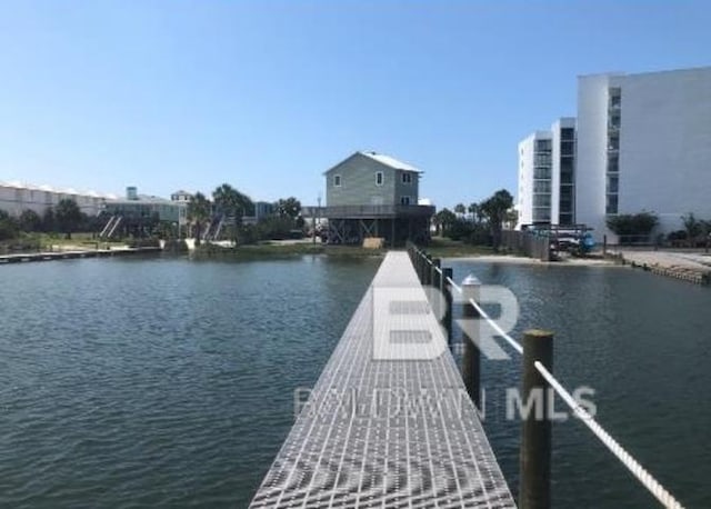 view of dock featuring a water view