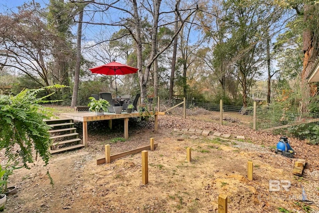 view of yard with a deck