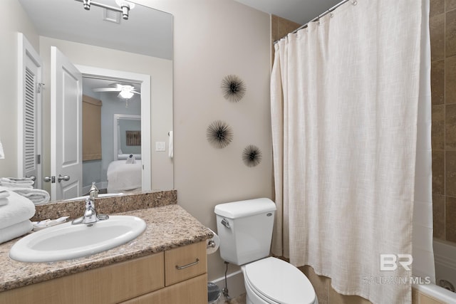 28107 Perdido Beach Blvd Unit D512, Orange Beach, AL 36561 - ensuite bathroom with vanity, shower / bath combo, and a ceiling fan