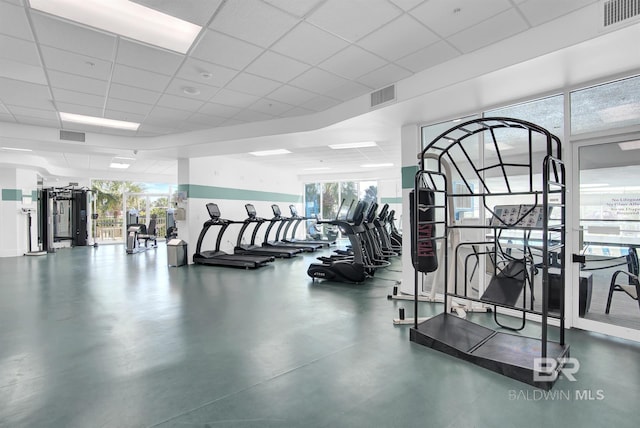 28107 Perdido Beach Blvd Unit D512, Orange Beach, AL 36561 - workout area featuring a paneled ceiling