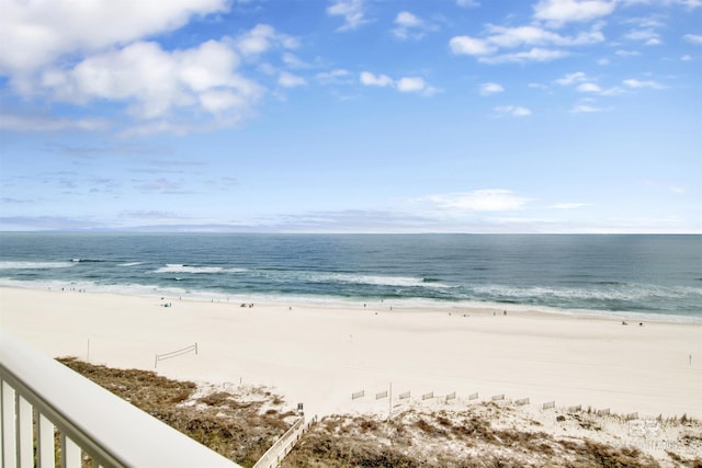 property view of water featuring a view of the beach