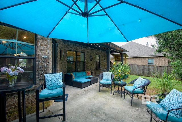 view of patio / terrace featuring an outdoor hangout area