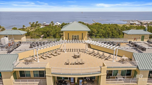 exterior space featuring a water view