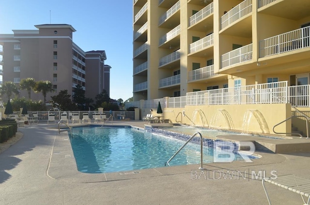 pool with a patio