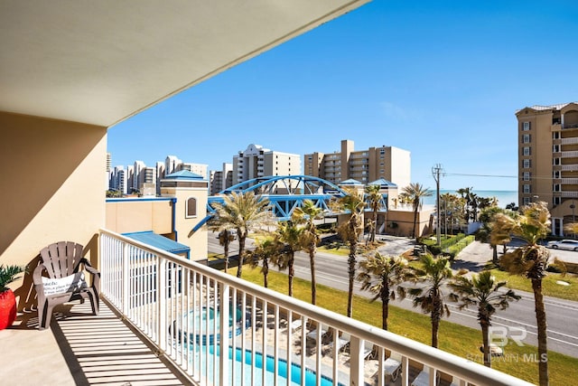 balcony featuring a view of city