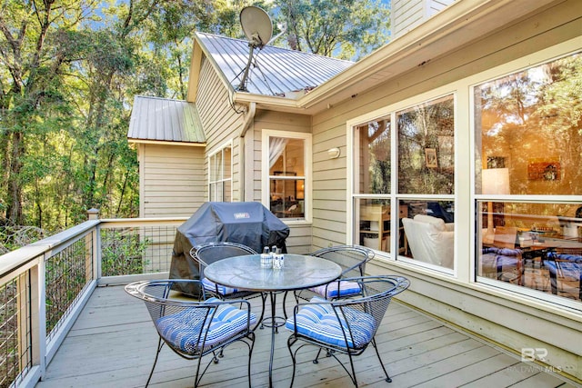 wooden deck with grilling area