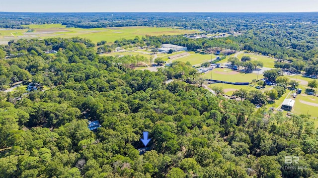 aerial view with a wooded view