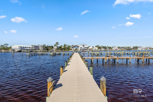 dock area featuring a water view