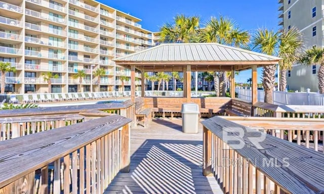 exterior space featuring a gazebo