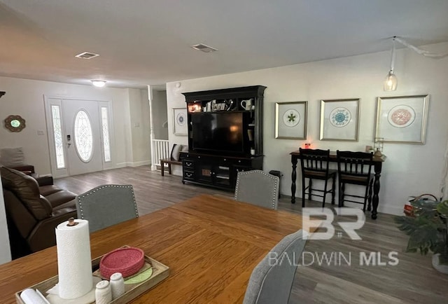 living room with hardwood / wood-style flooring