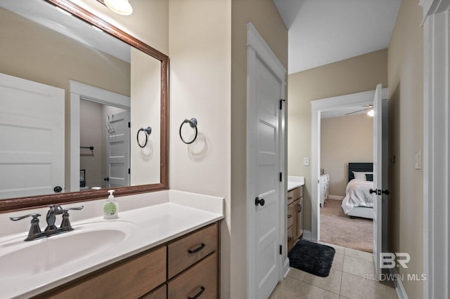 bathroom featuring vanity and tile patterned flooring