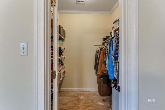 spacious closet featuring visible vents